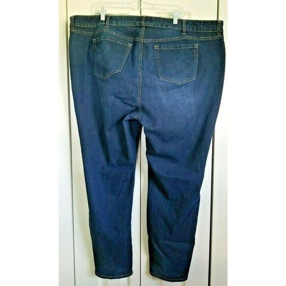 Torrid 3X Women's 26R Blue Solid Boyfriend Denim Pockets Jeans Dark Straight Leg - Picture 2 of 4